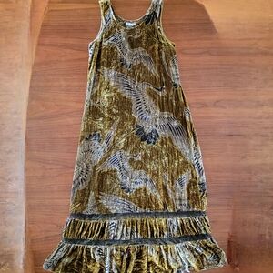 Vintage Citron Women's Santa Monica Silk Velvet MFA Boston Heron Art Maxi Dress